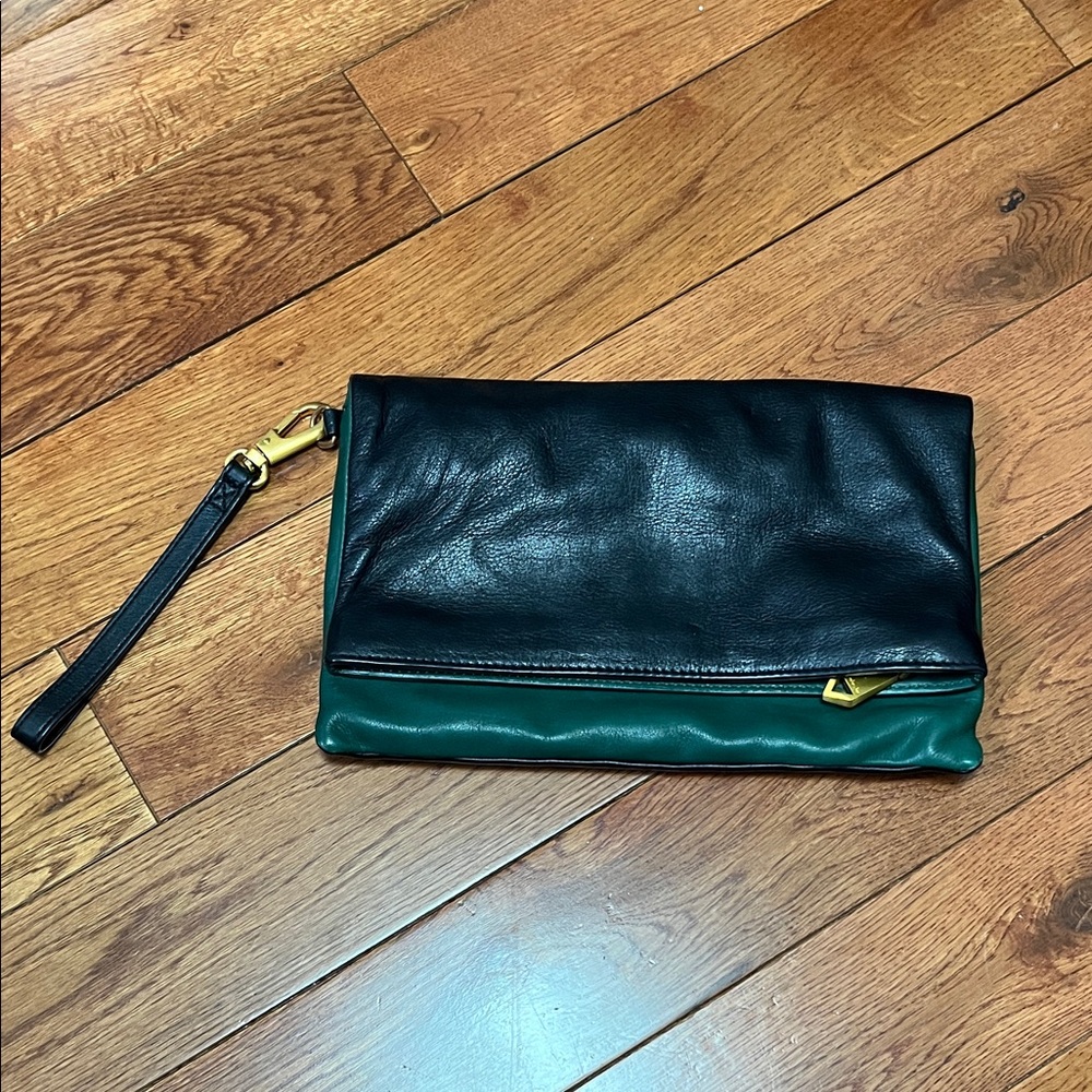 Christopher Kon Black and Green Clutch Wristlet
